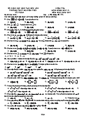 Kiểm tra môn Hình học 12 - Đề 772